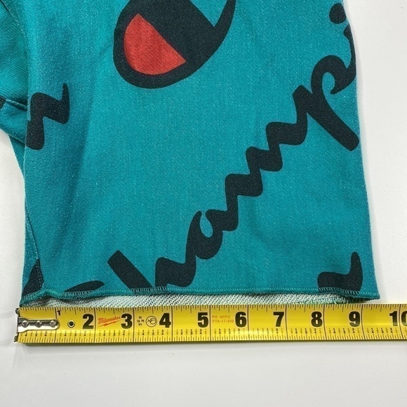Champion Reverse Weave All over Print Script Green Shorts Size Medium - Picture 7 of 12